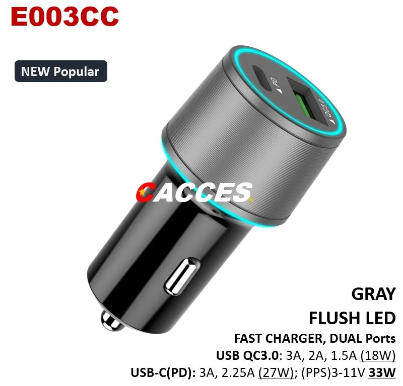 Fast Charge QC3.0+Pd/Typec Car Charger for Phone Charge USB Car Charger, Car Charger Adapter Car Socket for Iphones Samsung Huawei Pixel iPad Laptops Airpod LG