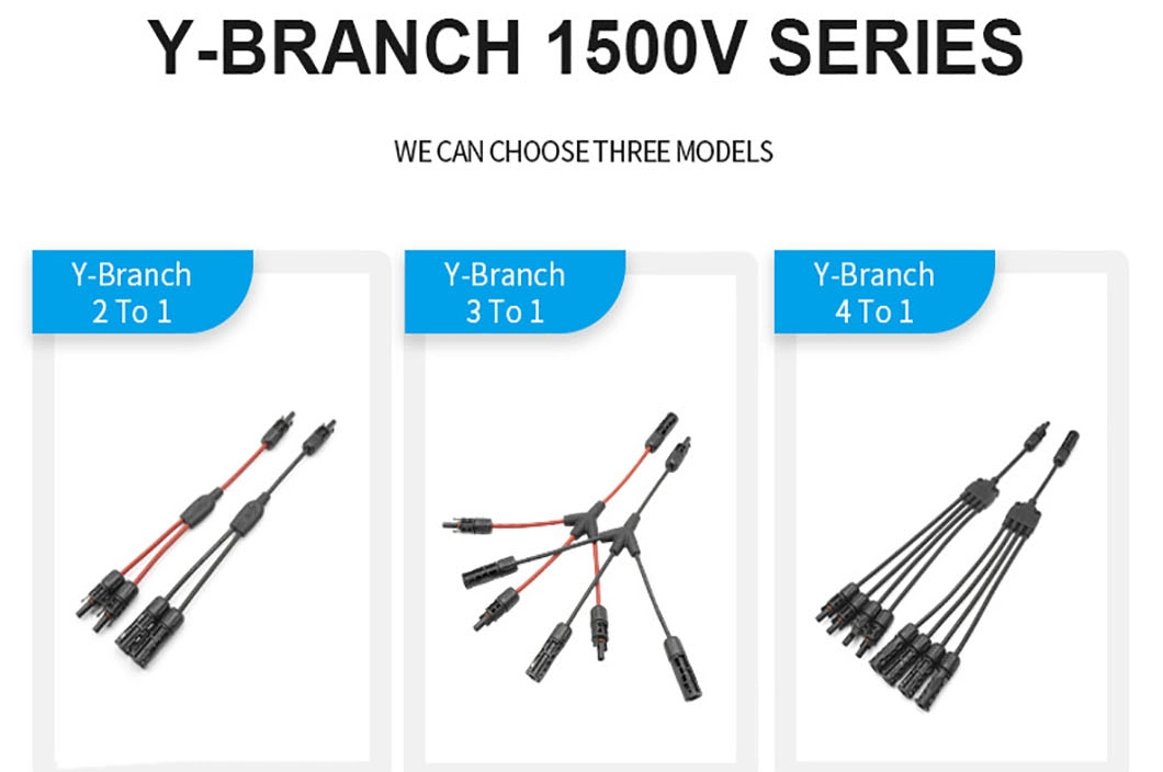 Professional Black 1500V DC PV005-2t1 2 to 1 Y-Type Solar Photovoltaic Connector for Sale