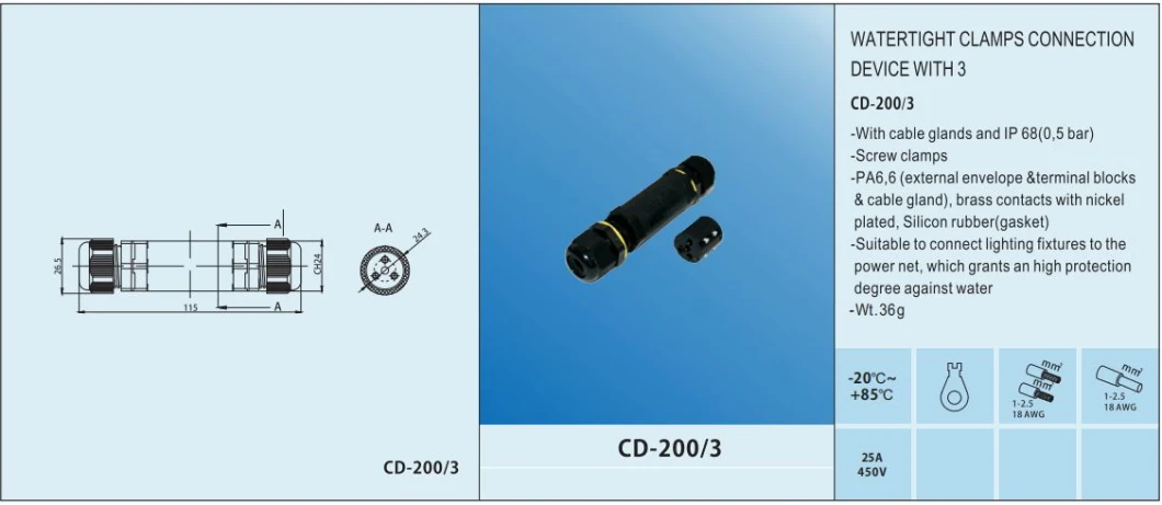 3 Ways Wire Connectors Female Connection Cable Female with Schuko Plug