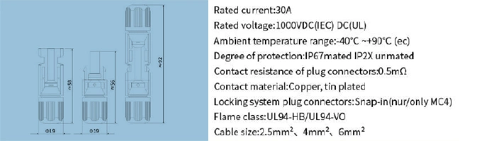 IP67 Solar System Photovoltaic 50A 1500VDC PV Mc4 Y Type Branch Connector