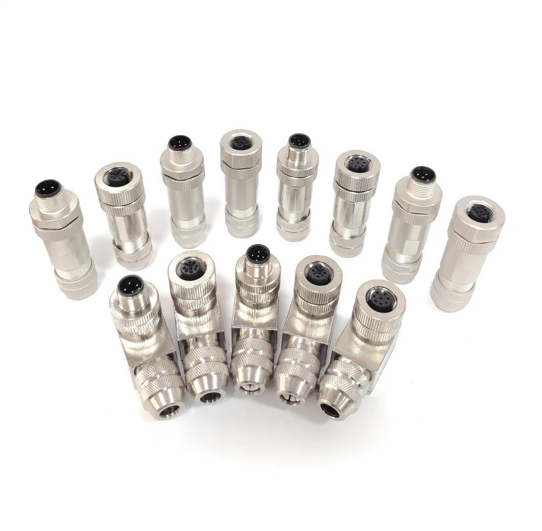 Svlec M12 Female 8 Pin Metal Shielded Right Angle Connector with Screw Terminals Automotive Connectors