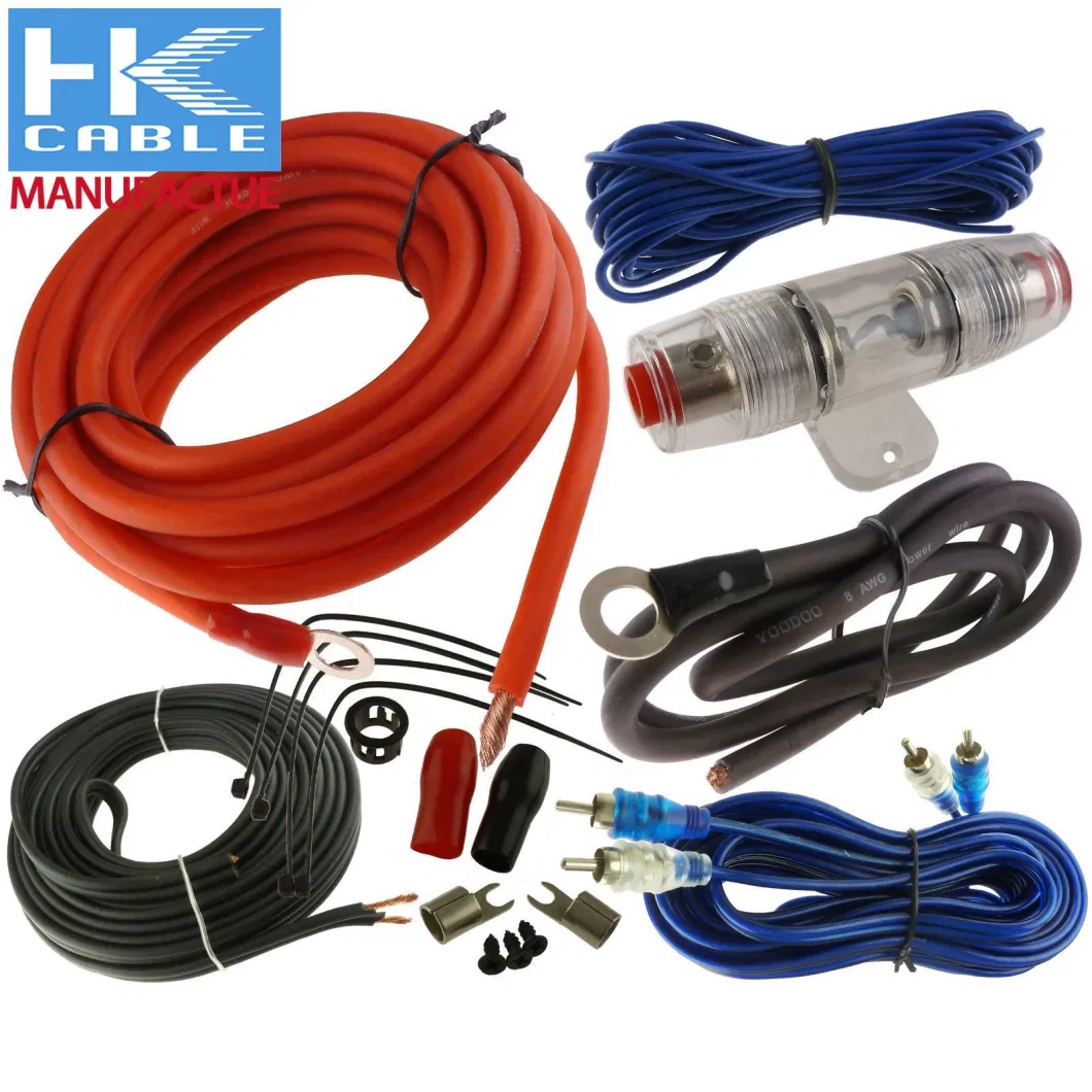 China Factory manufacture 5000W Car Amplifier Installation Wiring Kits for Car Audio Connection Pure Copper