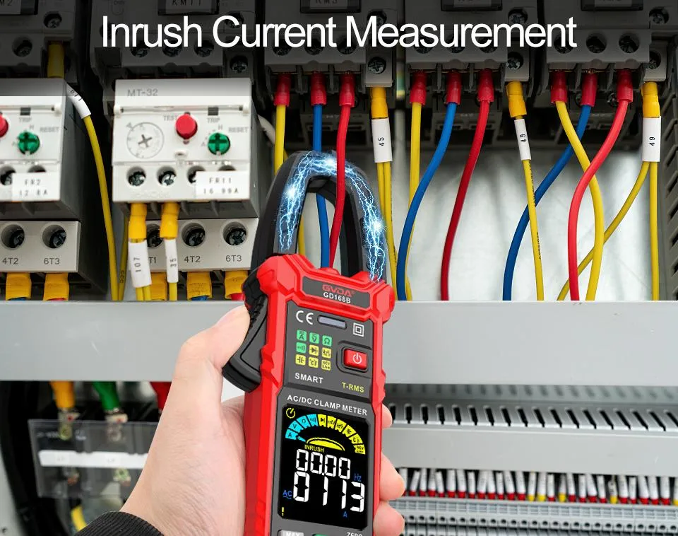 Digital Inrush Clamp Meter 600V 600A True RMS Multimeter AC/DC Current AMP Meter Measures Current Voltage Temperature Capacitance Tester