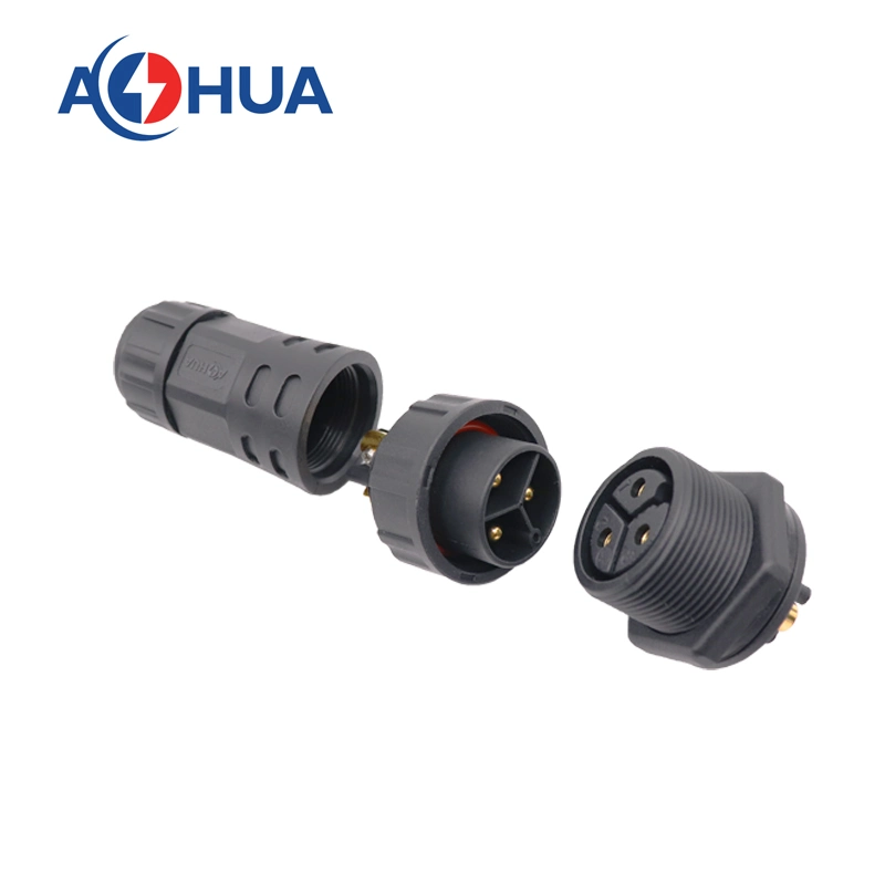 3 Pole 25A CE Female Panel Screw Waterproof LED Cable Connectors