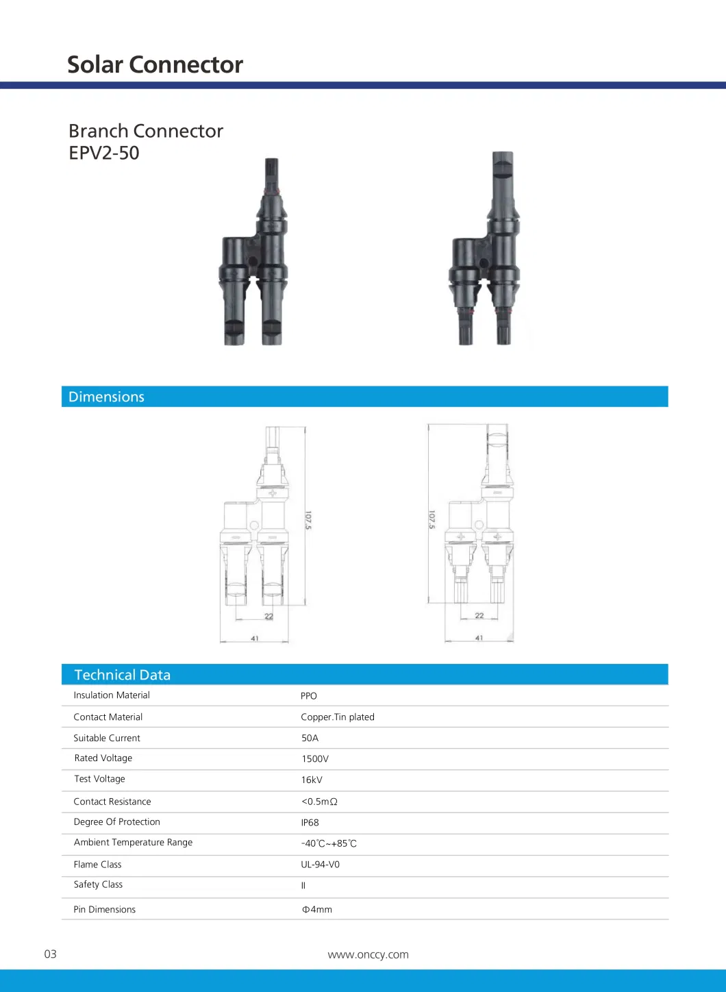 DC Solar Mc4 Connector PV-Ltn4 30A-50A