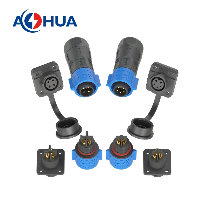 K15 3 Pin Self Locking Type Plastic Male Female Panel Plug and Sockets Connector