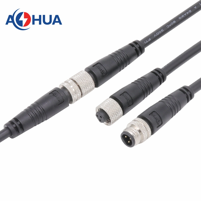 M8-02 Series 4 Pin Mold Cable to Automotive Connector Male Female Metal Circular Solder Type Connector