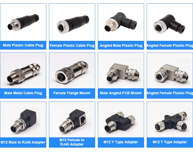 Circular Series Assembly Copper Contact M12 5 Pin Male Connector