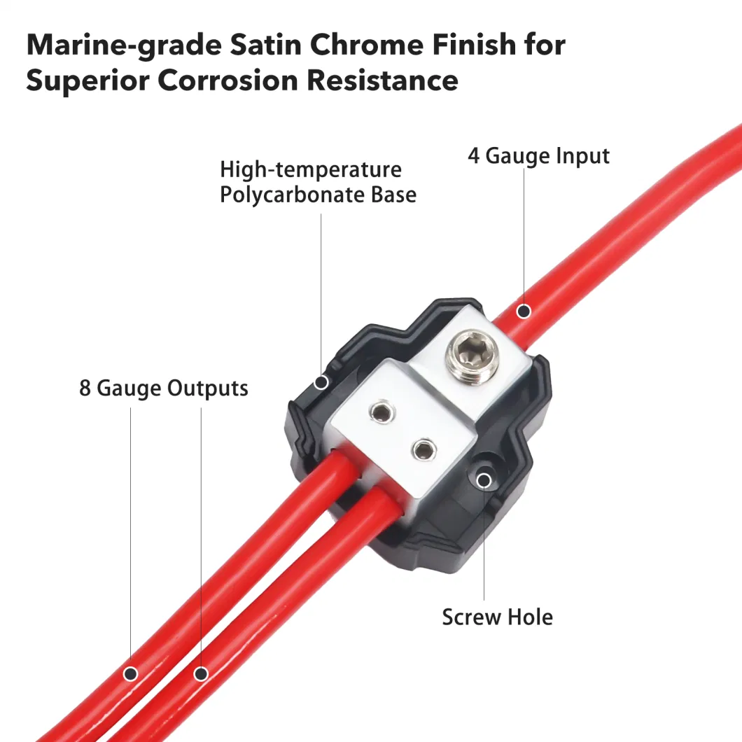 Edge Sdb12p 2-Way Mini Power Distribution Block, 1 X 4/8gauge in /2X8/10gauge out Power Distribution Ground Distributor Block