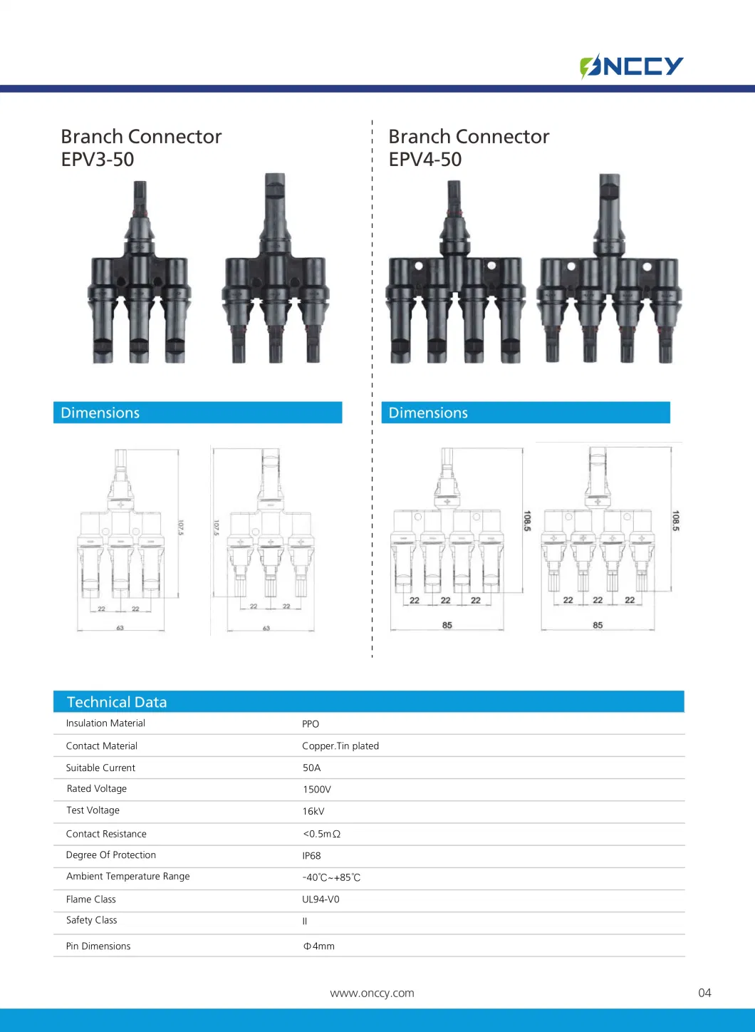 DC Solar Mc4 Connector PV-Ltn4 30A-50A