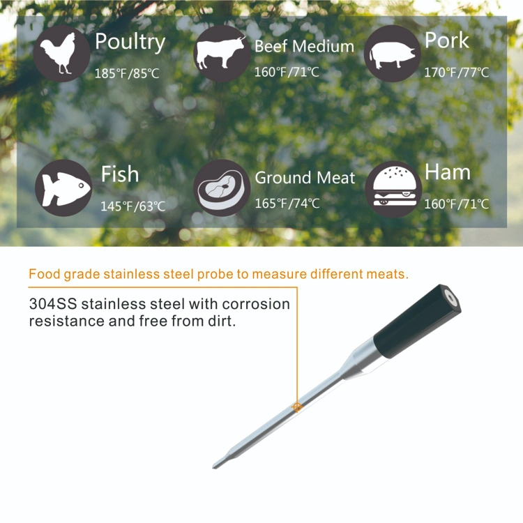 High Quality Long Using Stable Connection Wireless Smart Meat Thermometer with Charging Dork