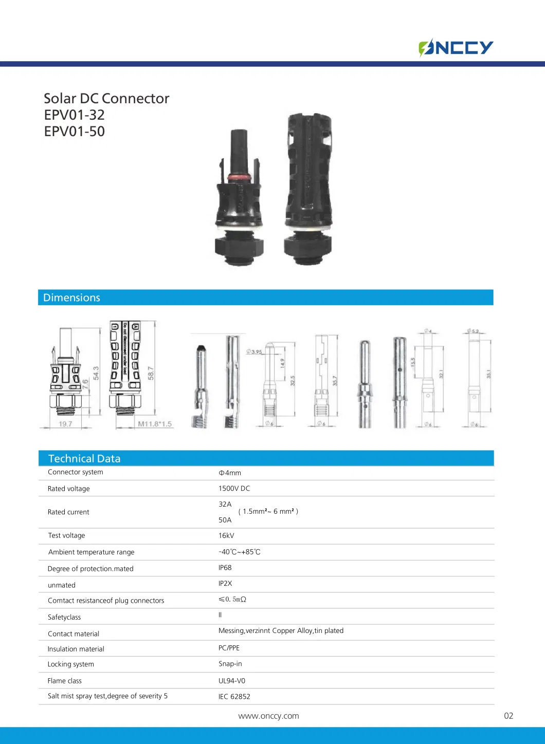 DC Solar Mc4 Connector PV-Ltn4 30A-50A