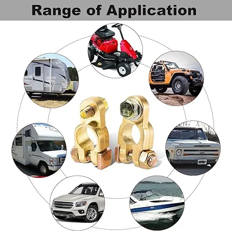 Car Battery Terminal Set, Positive and Negative Battery Connectors with Anti-Corrosion Washers