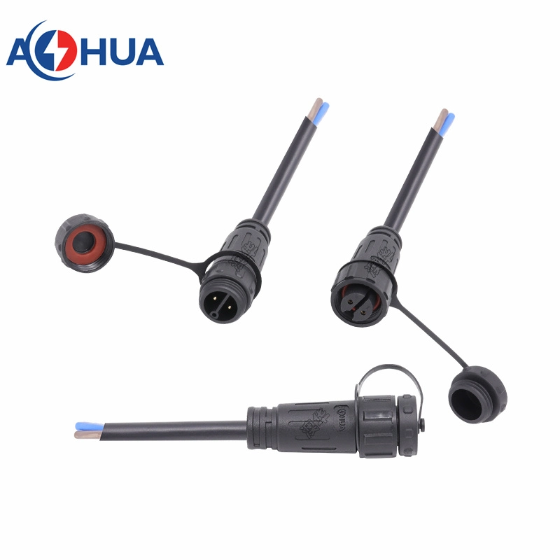 Aohua IP67 Nylon PA66 M16 Circular Male Female Electrical Plug with 1.0mm Sqm Cable 2pin LED Connector for Plant Grow Light