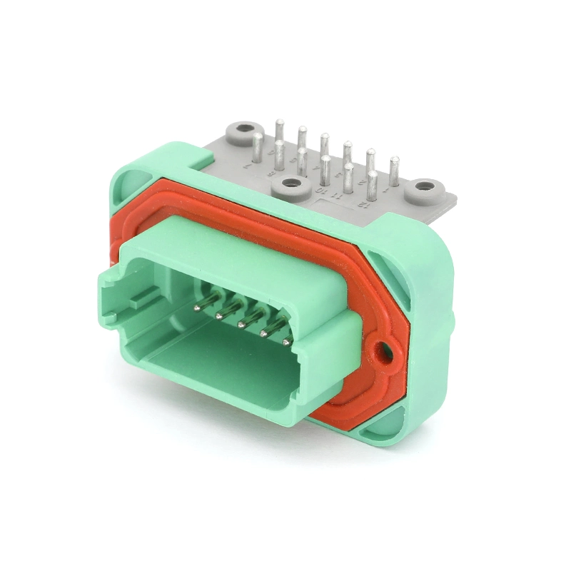 Dt13-12PC Green 12pin Automotive Waterproof Connector Dt Right Angle PCB Mount Header Wire-to-Board Plug Socket