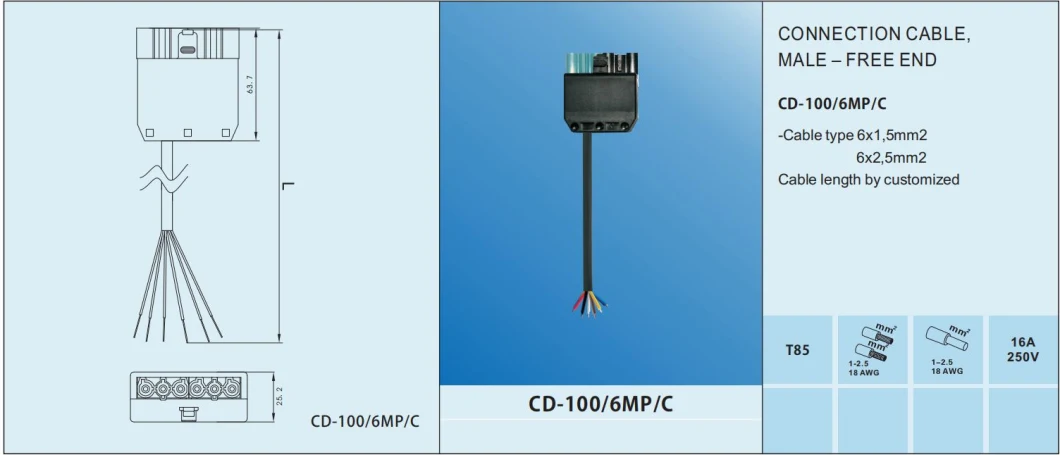 3 Ways Wire Connectors Female Connection Cable Female with Schuko Plug