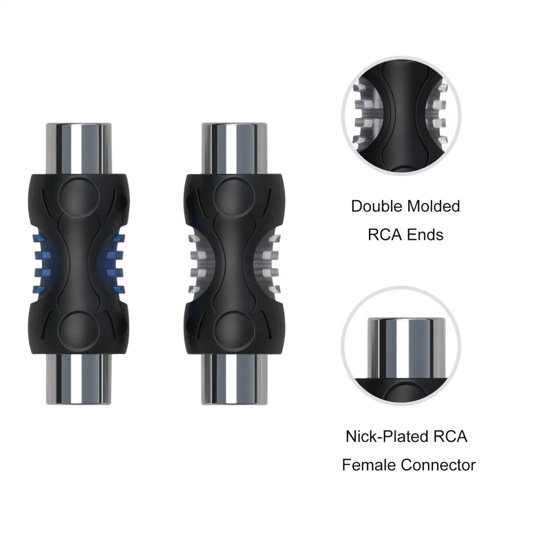 Edge Rcc-F8 8-Pack RCA Female to RCA Female Coupler, Dual Injection Molded RCA Adapter Cable Extension Connector for Amplifier, Subwoofer, Mixer, Speaker