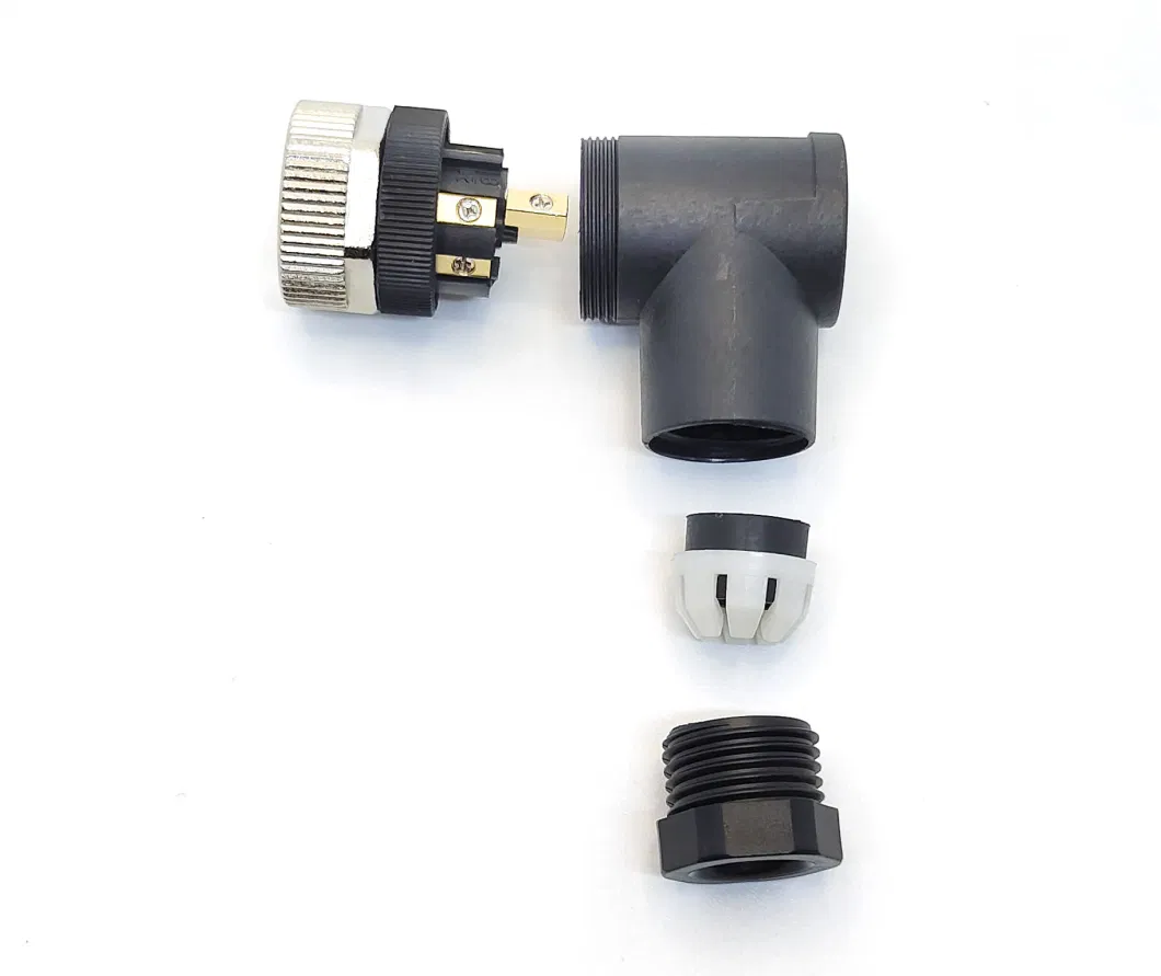 Svlec IP67 PA66 Right Angle Screw Terminals M12 Connector 8 Pin with Metal Nut