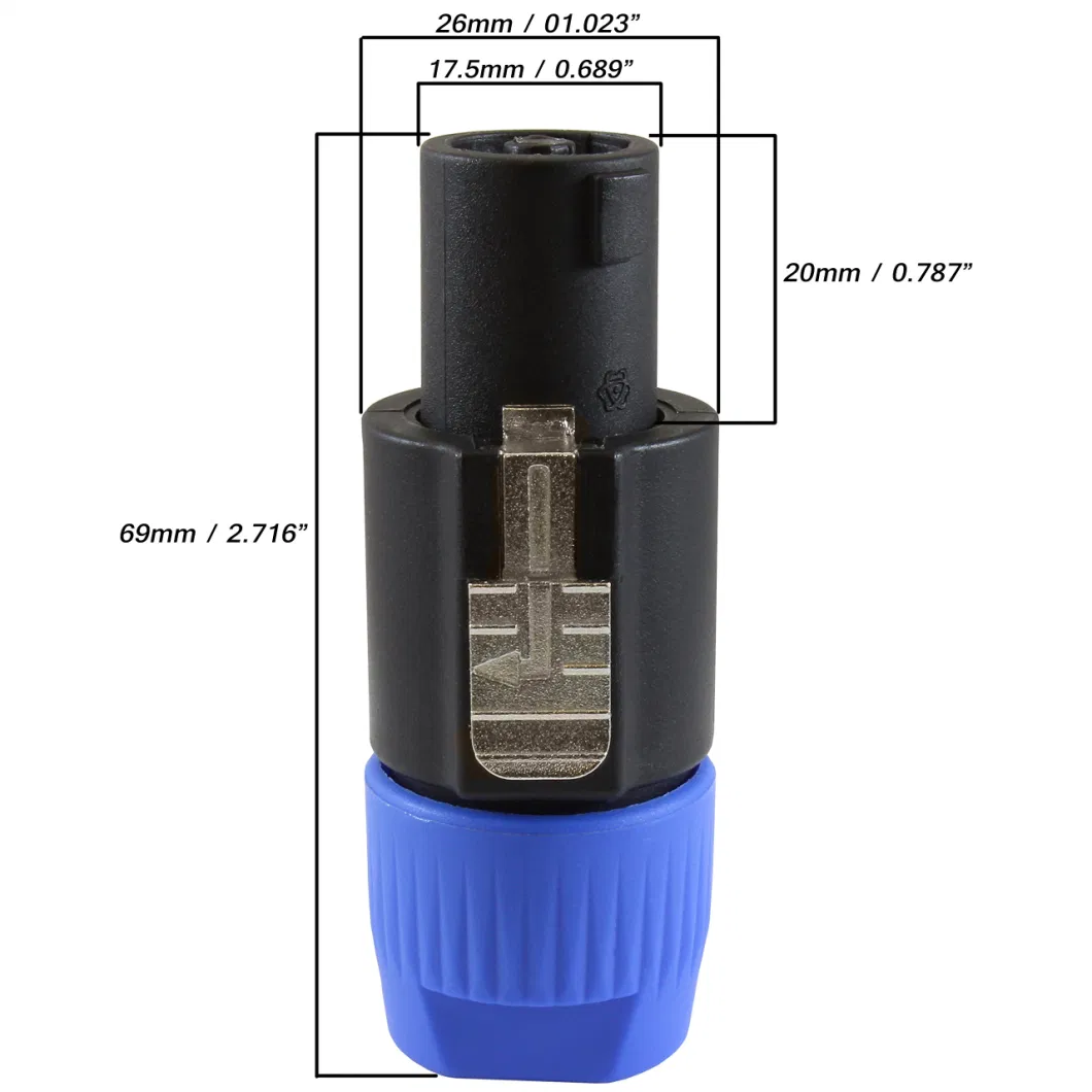 4 Pole Audio Connector Speaker XLR Plug Adapter 1/4&quot; Amplifier Connector with Twist Lock Compatible Nl4FC Nl4fx Nlt4X Nl2FC