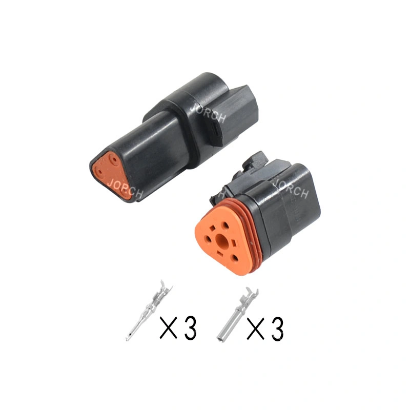 3 Pin Female and Male Black Electrical Deutsch Dt Series Connector Waterproof Automotive Wire Splice Dt06-3s Dt04-3p