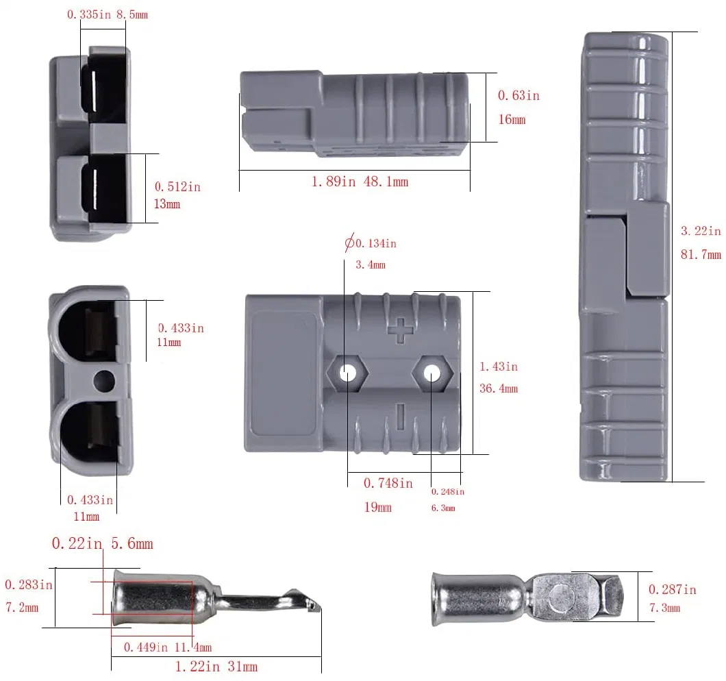 Edge Eac-50 Battery Connector 600V 50AMP Battery Quick Plug Connector for Car Van Modes Motorcycle