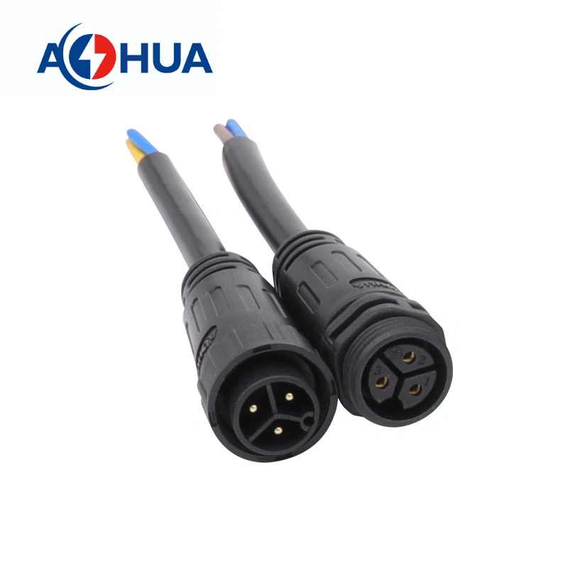 Solar Power System Cable Layout Solution M20 3pin Pre-Wired Male Female Power Cable Connector IP67 LED Lighting Connector