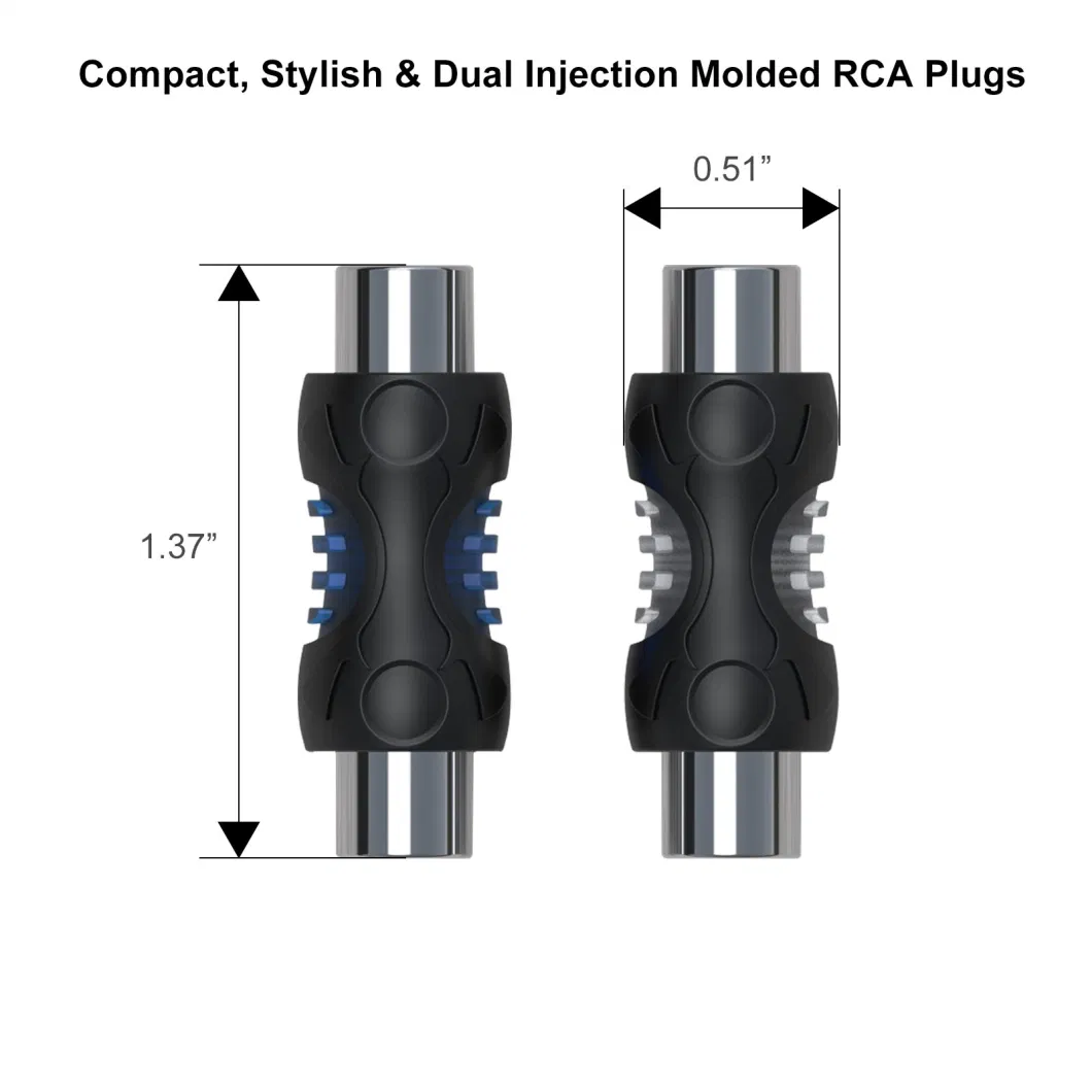Edge Rcc-F8 8-Pack RCA Female to RCA Female Coupler, Dual Injection Molded RCA Adapter Cable Extension Connector for Amplifier, Subwoofer, Mixer, Speaker