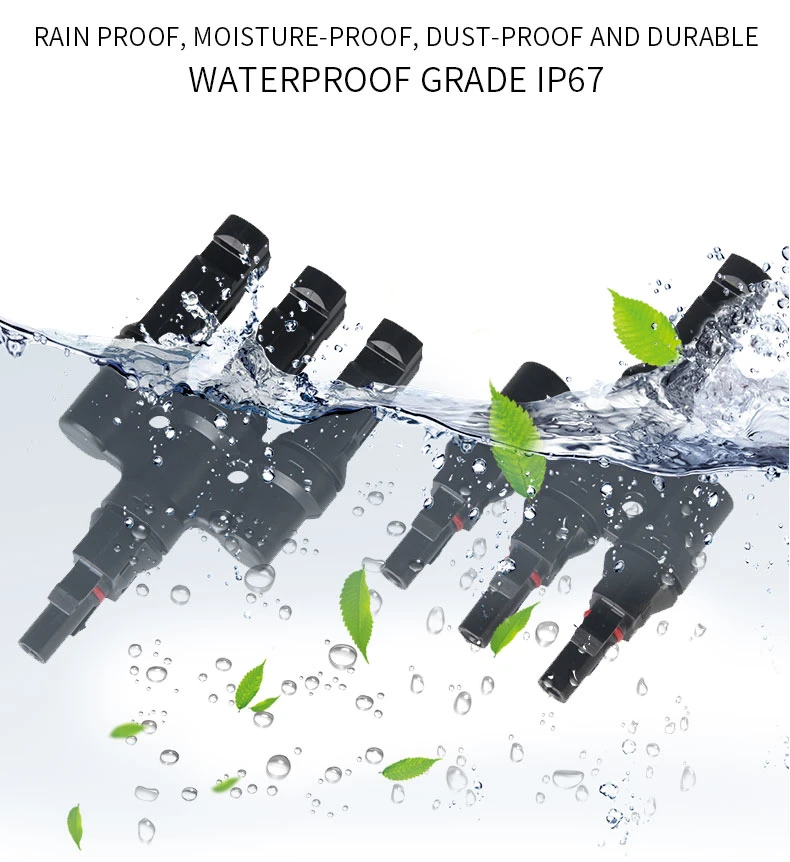 T and Y Solar Branch Connector PV Solar Branch Connector 4 Pin Waterproof Connector 4 in 1 Branch T4 Power 1 Pair