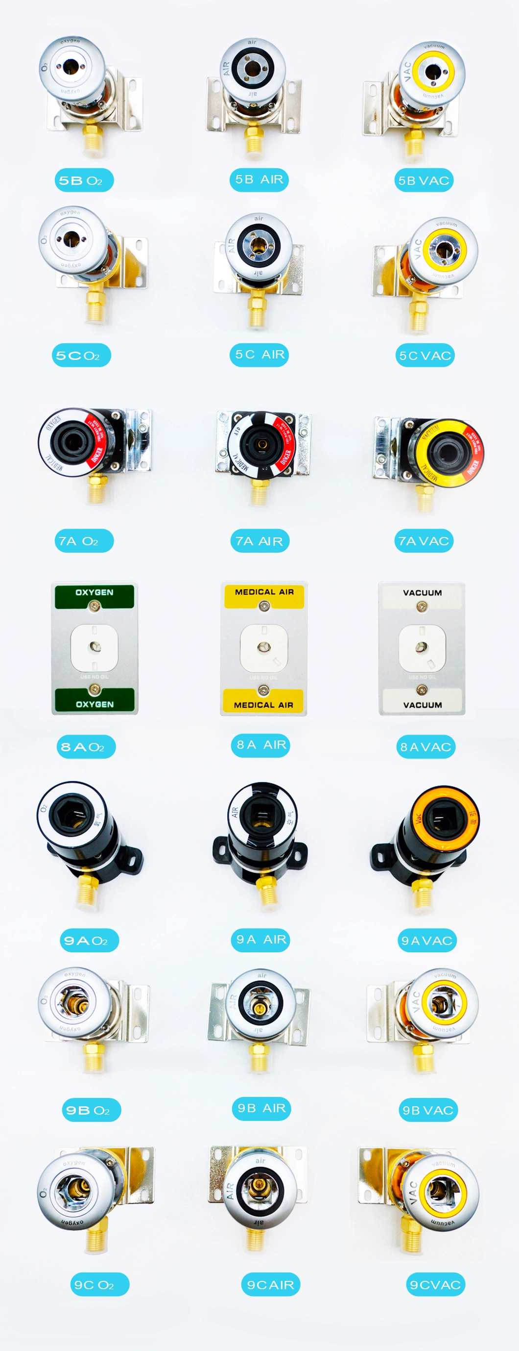 Medical DIN Wall Mount German British Standard Oxygen Gas Outlet Plug Bed Head Oxygen Terminal