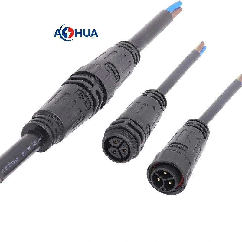 Solar Power System Cable Layout Solution M20 3pin Pre-Wired Male Female Power Cable Connector IP67 LED Lighting Connector