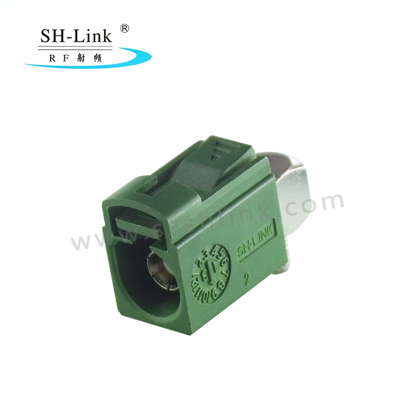 Fakra Right Angle Automotive Connector Type E Green Female Car Connector for Rg174/316 Cable