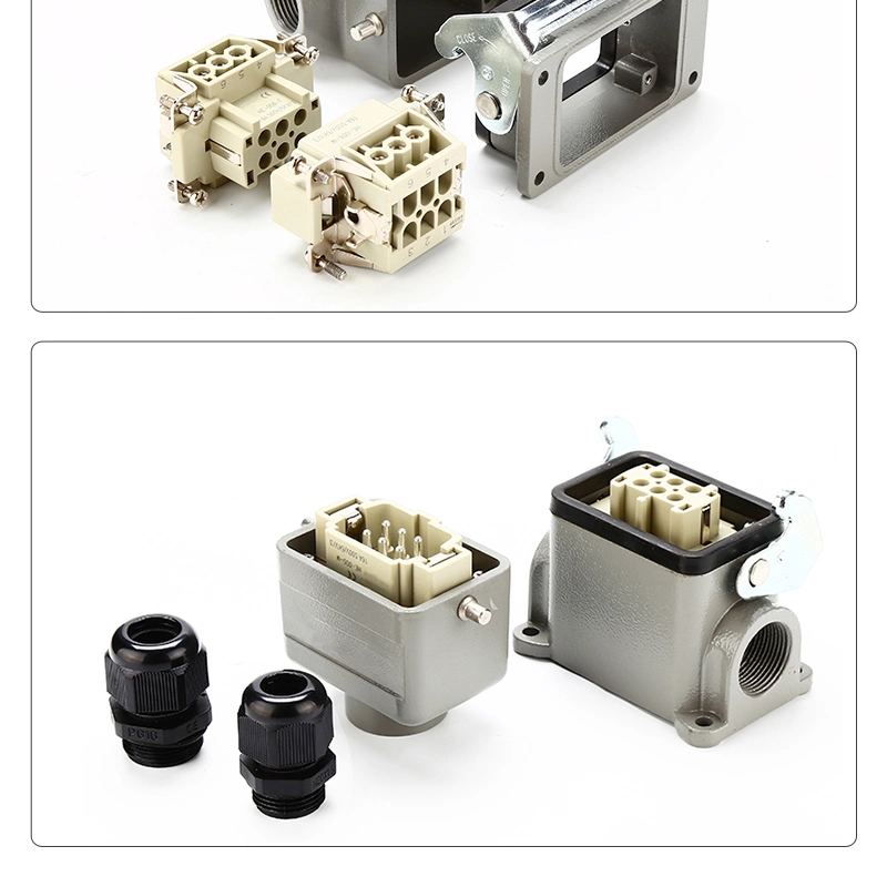 16A He-006 Heavy Duty Rectangular Connector 6 Pin Quick Type Lock Terminal Female Inserts Electrical Automotive Connector