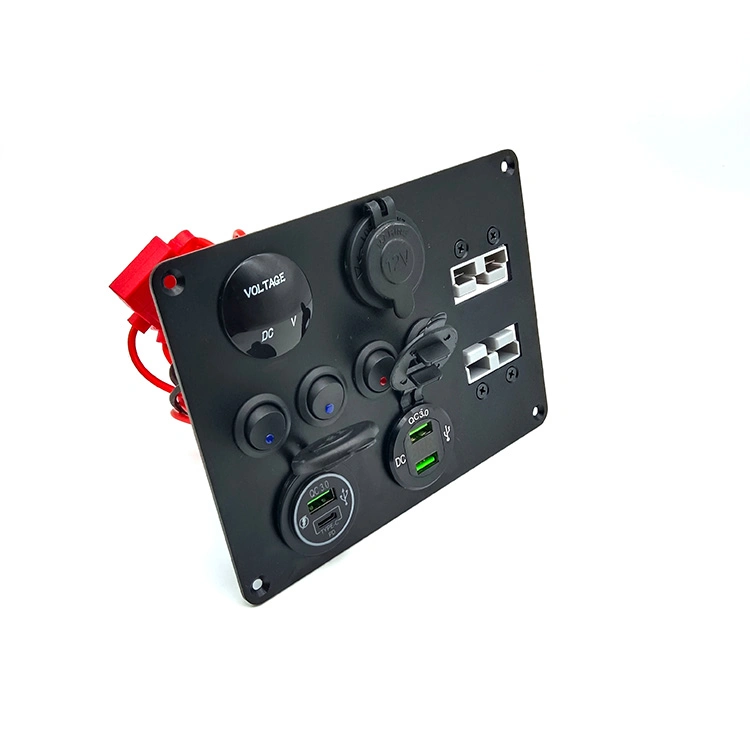 4 Way Digital Panel Anderson USB 4 Gang LED Rocker Switch Panel Waterproof