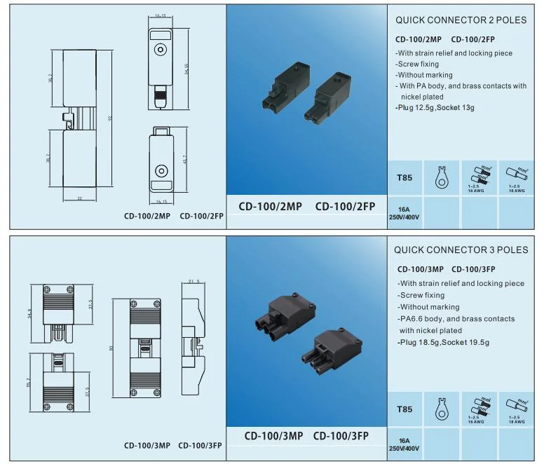 Quick Wire to Wire Connector 2 Poles