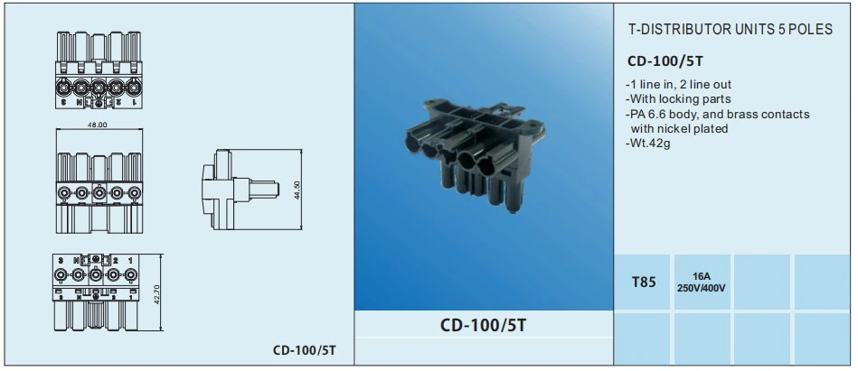 3 Ways Wire Connectors Female Connection Cable Female with Schuko Plug