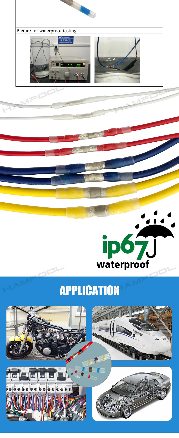 Hampool Waterproof Wire Joints and Splices Automotive Waterproof Solder Sleeve Connector