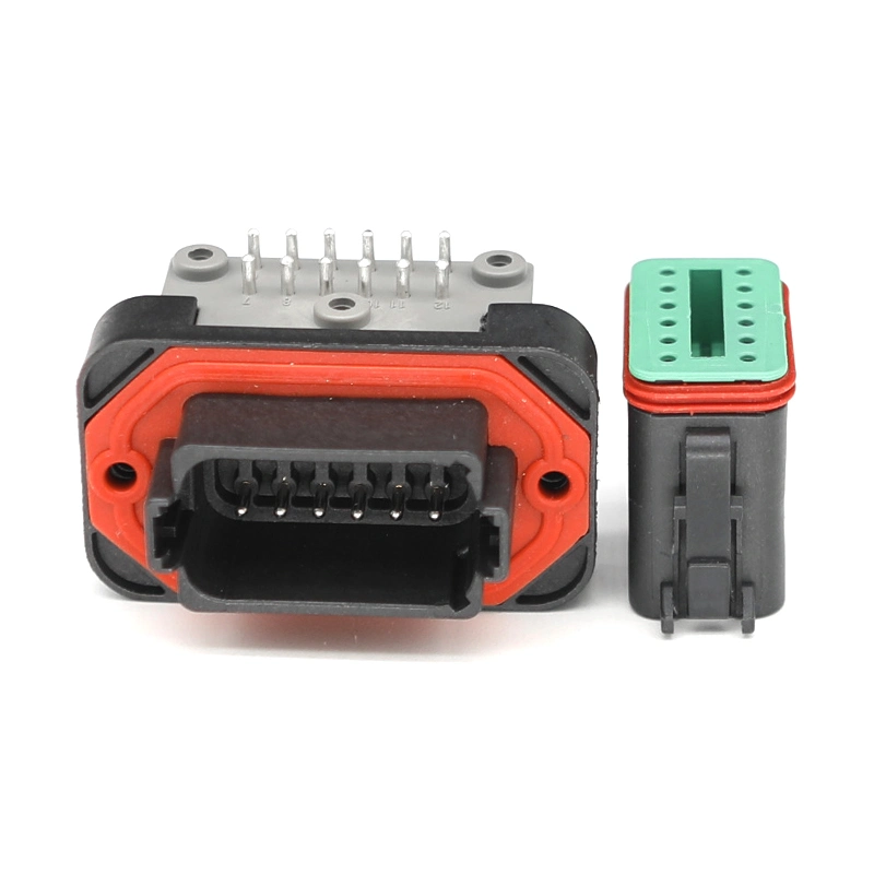 Dt13-12pb Black 12pin Automotive Waterproof Connector Dt Right Angle PCB Mount Header Wire-to-Board Plug Socket