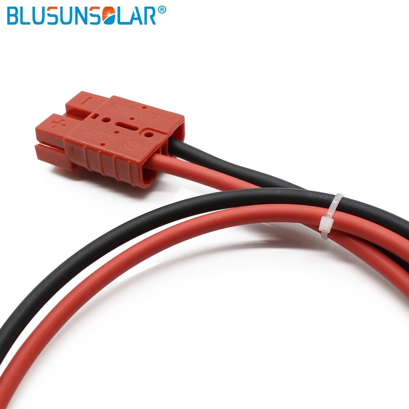 50A 600V Double Hole Battery Connector with 1 Meter 4mm2 Cable Wire Red and Black for Solar Panel