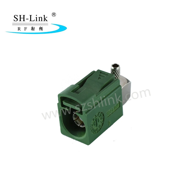 Fakra Right Angle Automotive Connector Type E Green Female Car Connector for Rg174/316 Cable