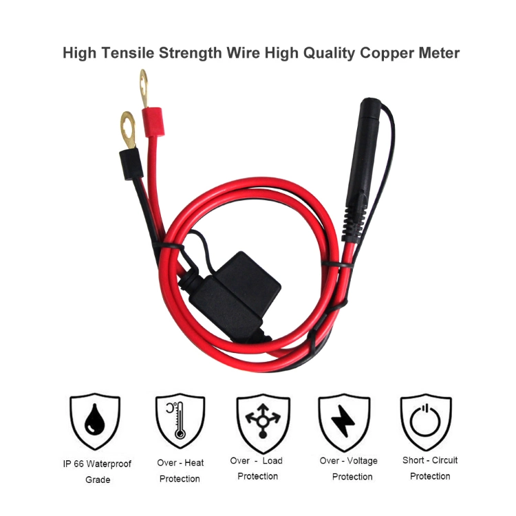 Car Battery Cable Power Wire to Opening Wires Lug 2m 18AWG Connector