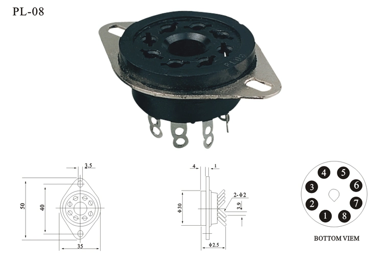 Round Type 8 Pins Bakelite Electrical Automotive Relay Socket/Relay Base