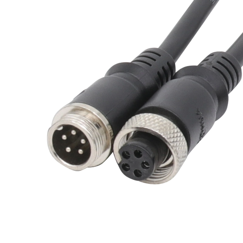 M12 3 Pin Aviation Cable High Speed Rail Cars Waterproof Male to Female Plug Socket