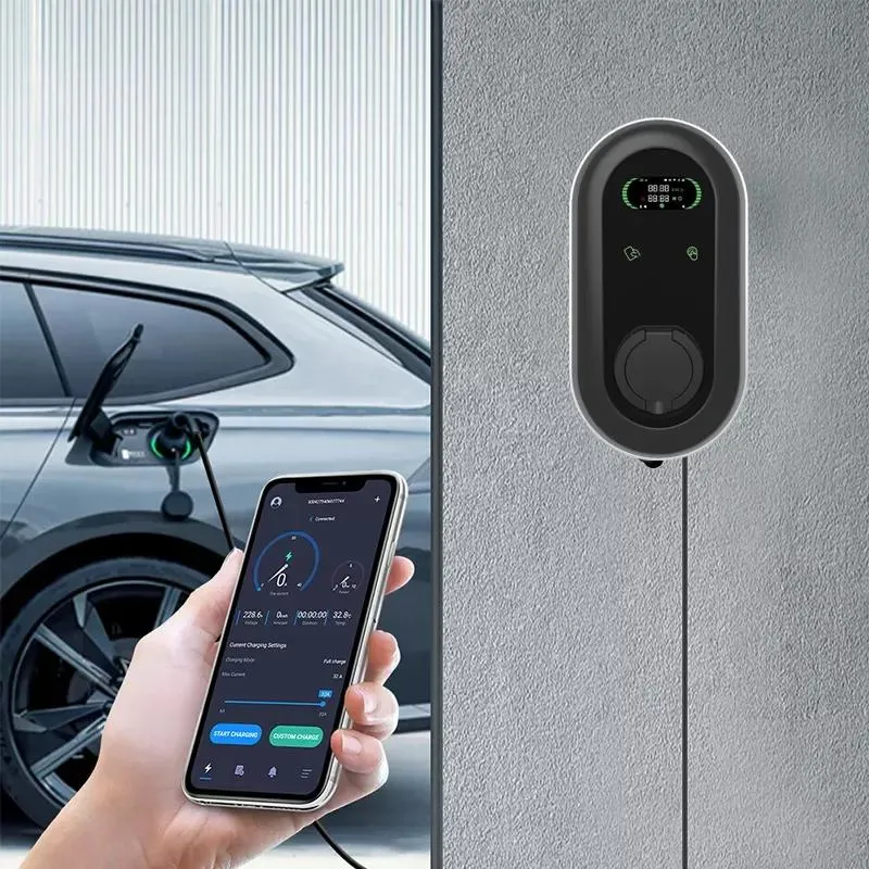 11kw Type 2 Wall-Mounted Home EV Charging Station Electric Car Charger Wall Connector RFID Bluetooth WiFi 4G APP