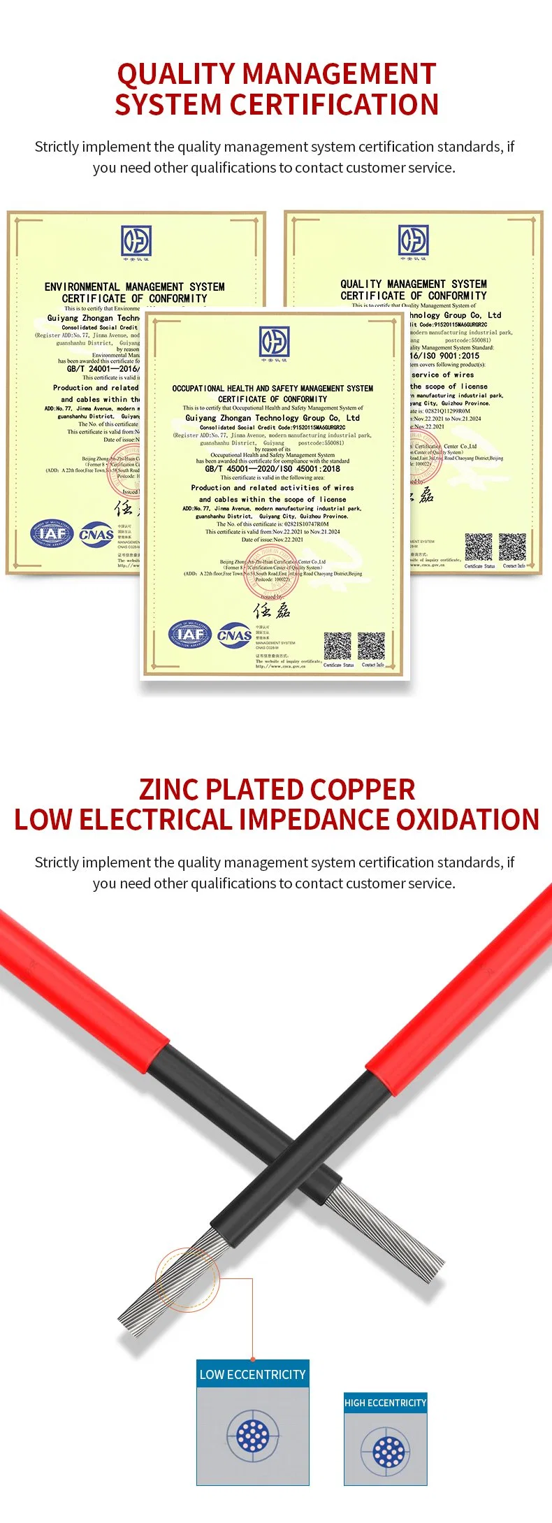 Solar Photovoltaic Cable PV1-F 4/6mm Flame Retardant Low Smoke and Fire-Resistant Halogen-Free Tinned Copper Wire