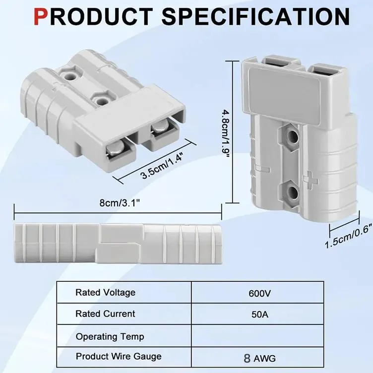 Solar Adapter Mc4 to Anderson 50A/600V Power Pole Adapter Connector Male and Famale