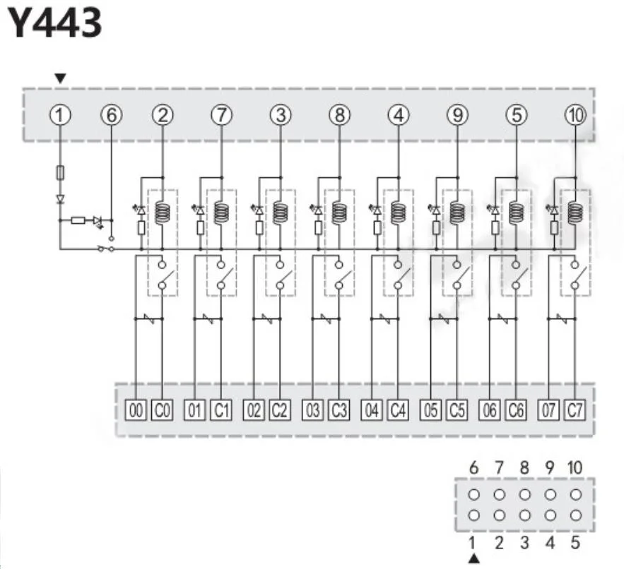 Siron Y443 PLC Relay Board 8 Pin IDC Horn Adapter Terminal Block Adapter Board