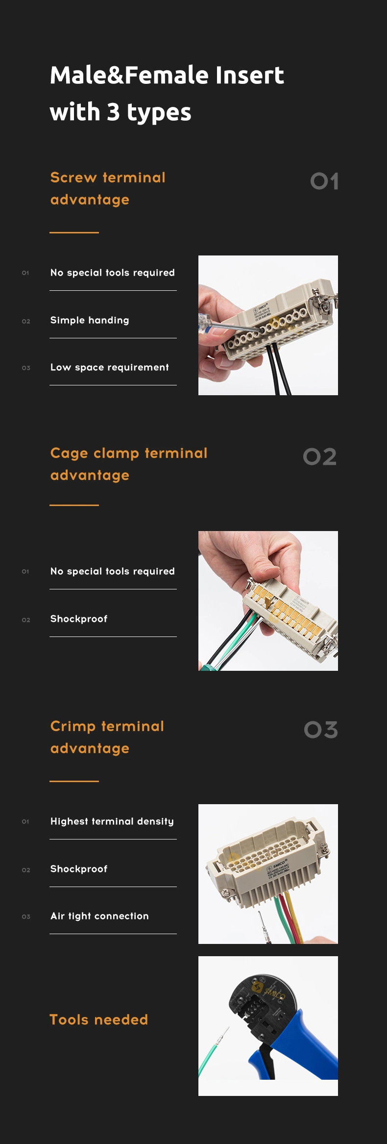 Harting Type Hq-007 Crimp Terminal 10A 5 Pins Male Female Automotive Wire Connector 09120073101 09120073001