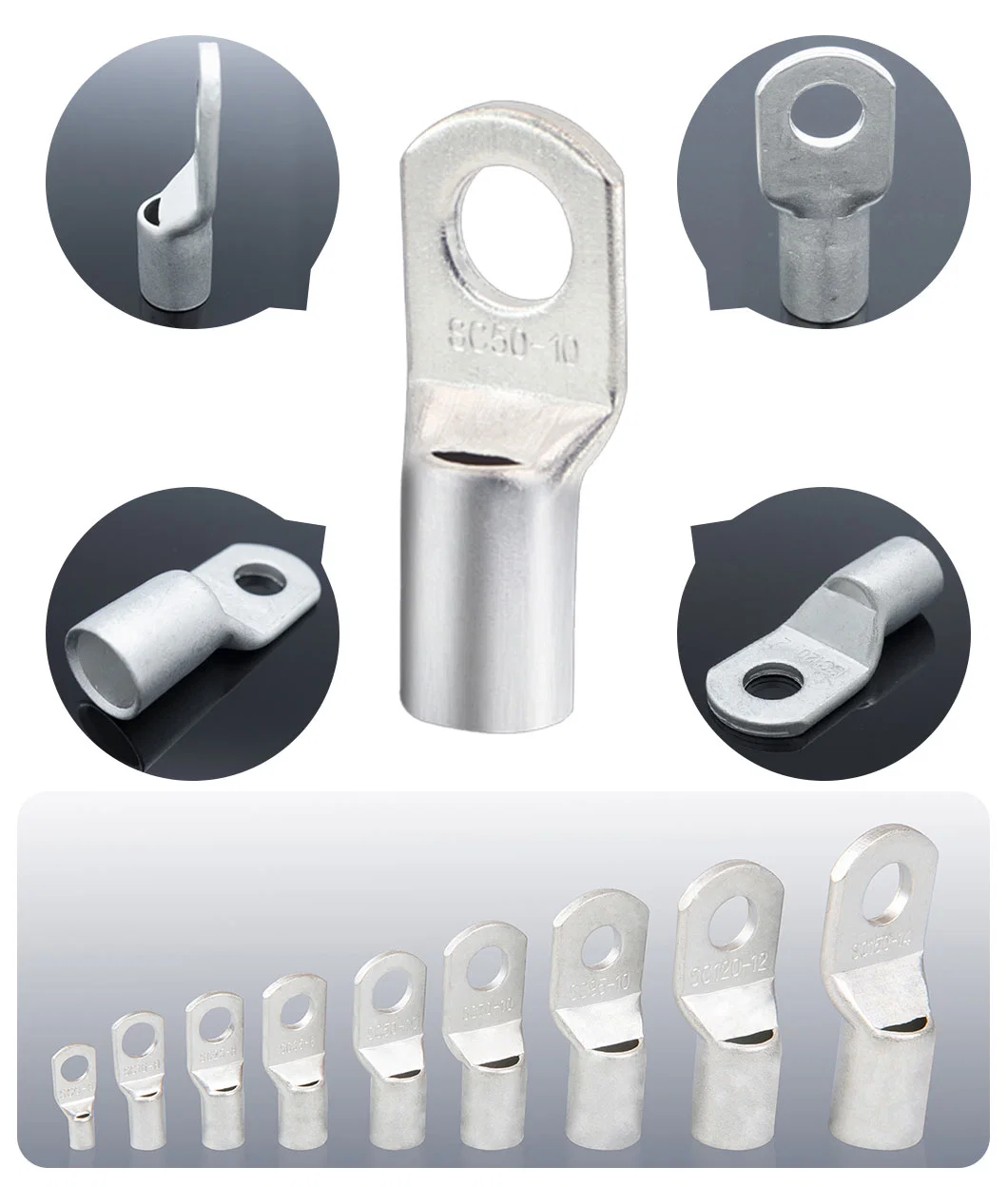 Copper Tube Sc Automotive Terminals Non-Insulated Cable Lug Connectors Terminals