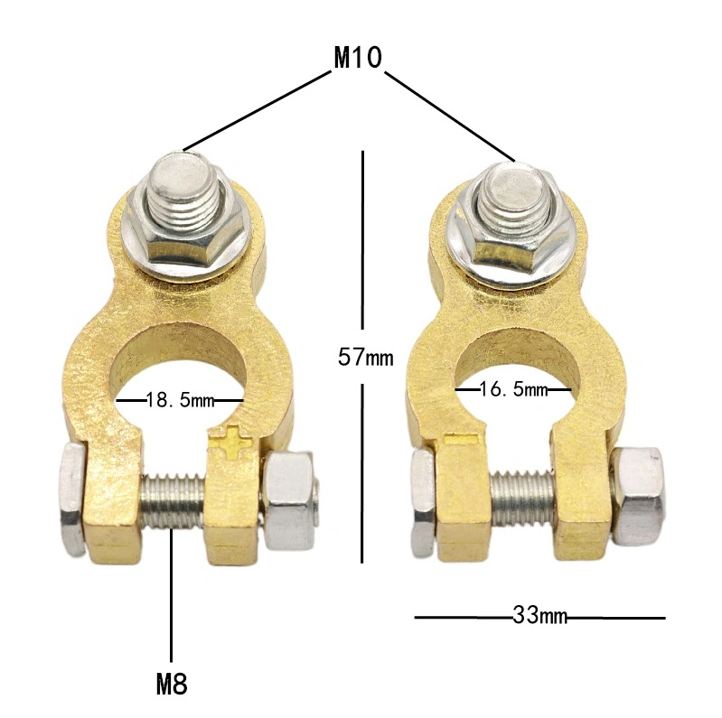Car/Van/Vechicle Battery Terminal Pure Copper M10 Brass Large 180g Monofilament Wiring Clamp Thickened Battery Clip Connector