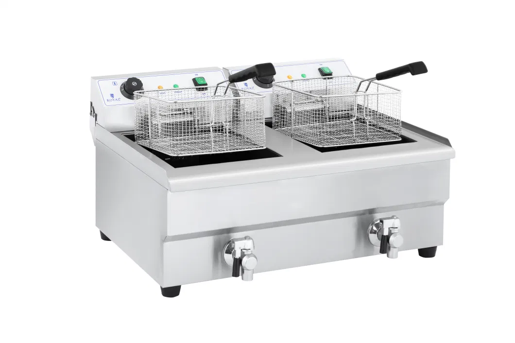 Electric Deep Fryer 2x16 Litres 2x3200W Thermostat Stainless Steel - German Quality | CE Certified | Market Leading Price